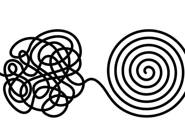 tangled string and coiled string